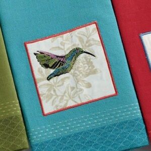 Design Imports DII Botanical Embellished Dish Towel - Hummingbird
